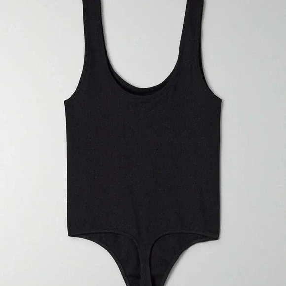 Aritzia Babaton Black Ribbed Thong Tank Top Bodysuit Size XS - Picture 3 of 5